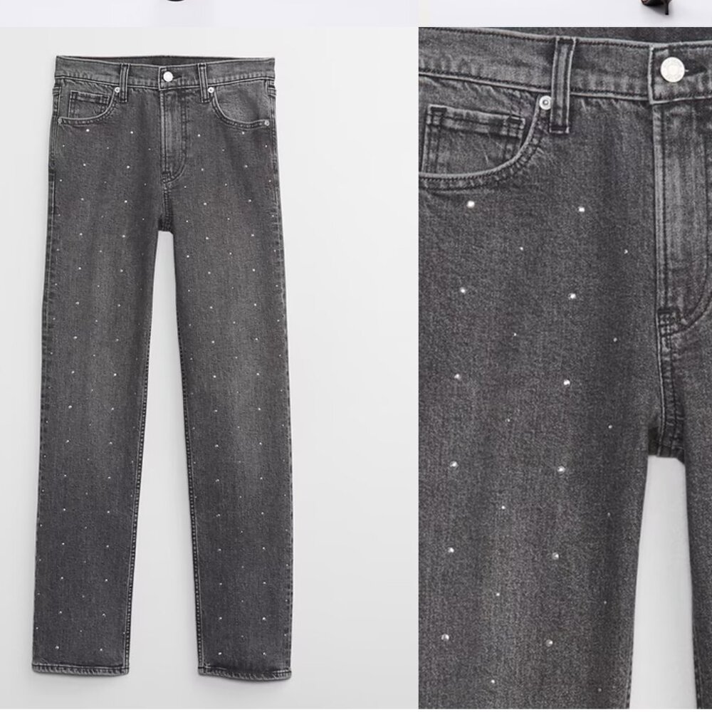 GAP Women's Straight Leg Jeans - Gray with Silver Accents